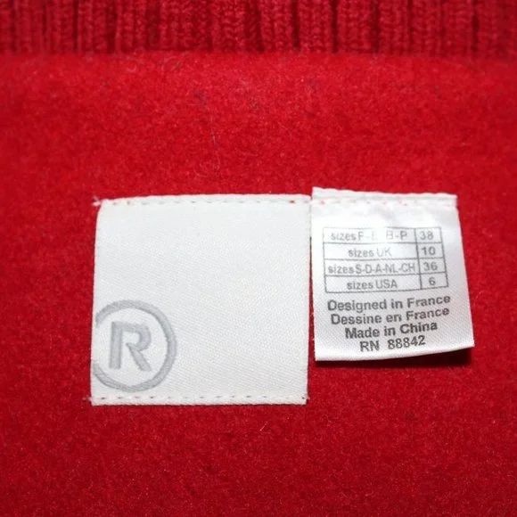 La Redoute US 6 UK 10 Red Belted Wool Blend Full Zip Snaps Knit Collar Coat - Picture 6 of 11